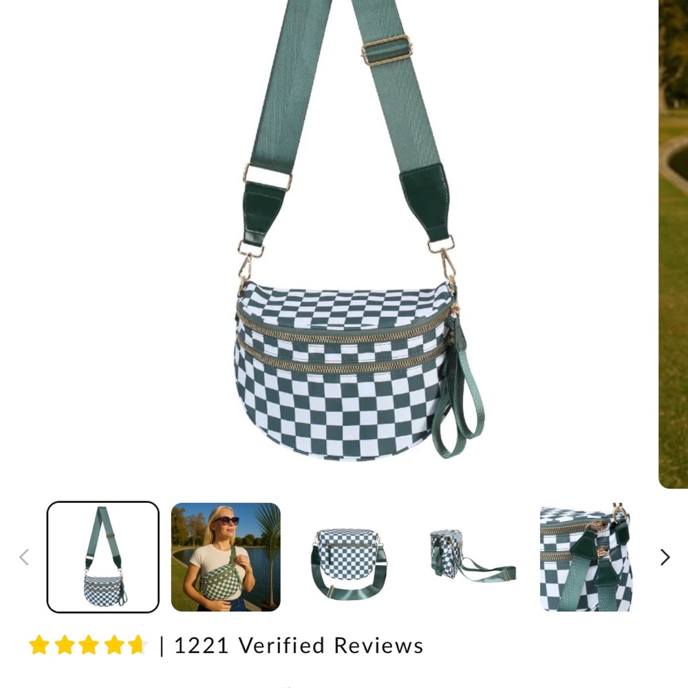 Checkered Black and Brown Sling Bag - Picture 12 of 12